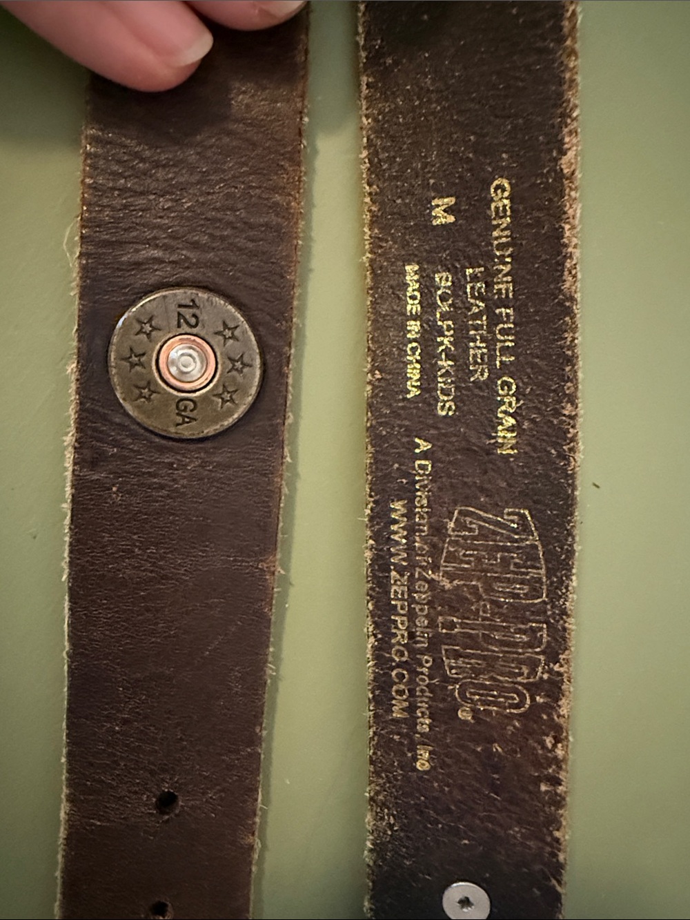 ZEP PRO Brown Genuine Full-Grain Leather Belt with Shotgun Shell Accent